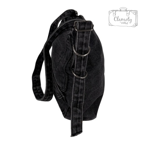Torba Torebka Damska Grafit Jeans Na Suwak Regulowane Ramiączko 40x30 Cm