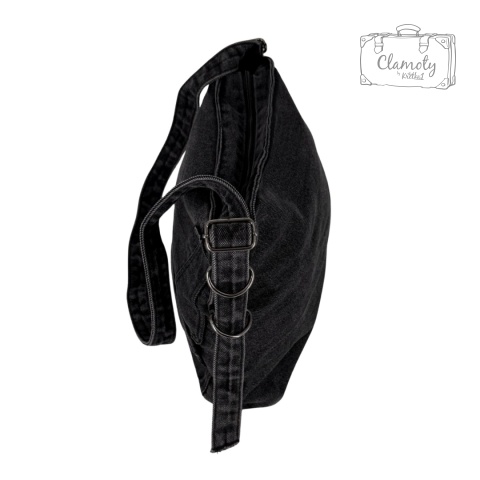 Torba Torebka Damska Grafit Jeans Na Suwak Regulowane Ramiączko 40x30 Cm