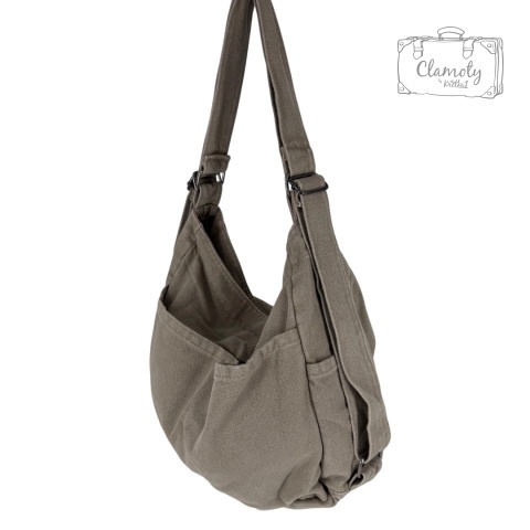 Torebko Plecak Damski Ciemny Beż Na Suwak Długe Ramie Drelich Krókie Ramię