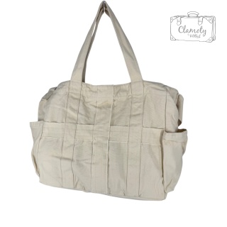 Torba Torebka Damska Kremowa Na Suwak Drelich Dwa Ramiączka Krzyże