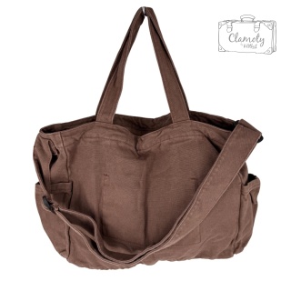 Torba Torebka Damska Brązowa Na Suwak Drelich Dwa Ramiączka Krzyże