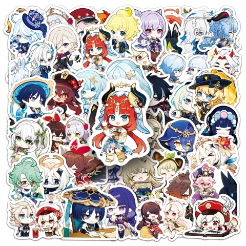 Zestaw Naklejek Wlepki StickerBomb Genshin Anime Postacie Impact Game N628