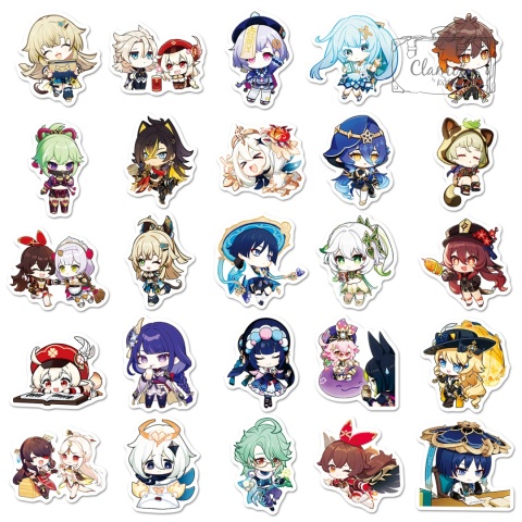 Zestaw Naklejek Wlepki StickerBomb Genshin Anime Postacie Impact Game N628