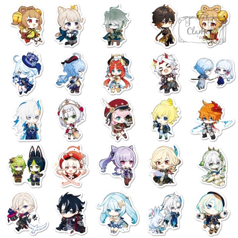 Zestaw Naklejek Wlepki StickerBomb Genshin Anime Postacie Impact Game N628