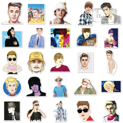 Zestaw Naklejek Wlepki StickerBomb Justin Biber USA Muzyka Pop N632