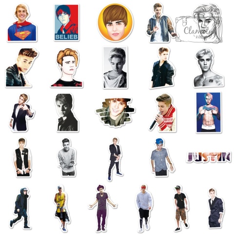 Zestaw Naklejek Wlepki StickerBomb Justin Biber USA Muzyka Pop N632