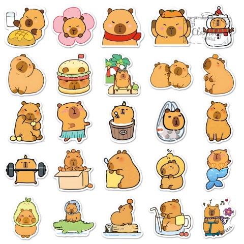 Zestaw Naklejek Wlepki StickerBomb Kapibara Capibara Capybara N633