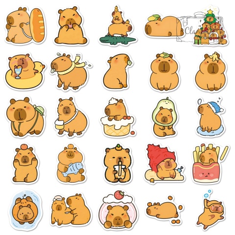 Zestaw Naklejek Wlepki StickerBomb Kapibara Capibara Capybara N633