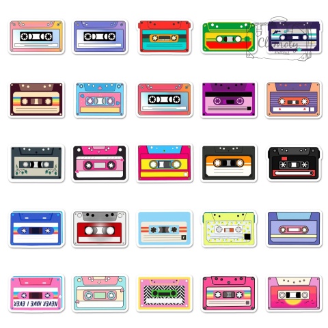 Zestaw Naklejek Wlepki StickerBomb Kasety Retro Tape Vintage N637