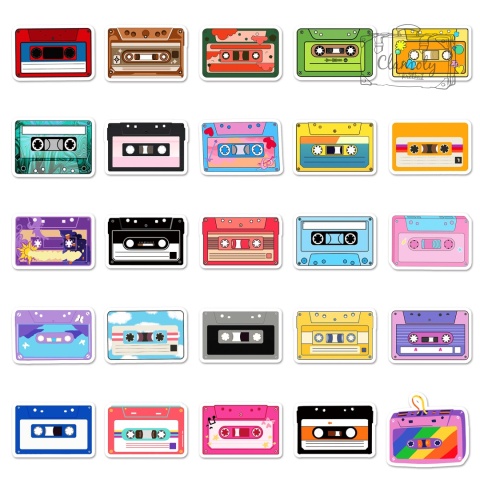 Zestaw Naklejek Wlepki StickerBomb Kasety Retro Tape Vintage N637
