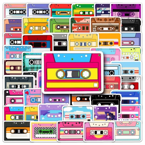 Zestaw Naklejek Wlepki StickerBomb Kasety Retro Tape Vintage N637