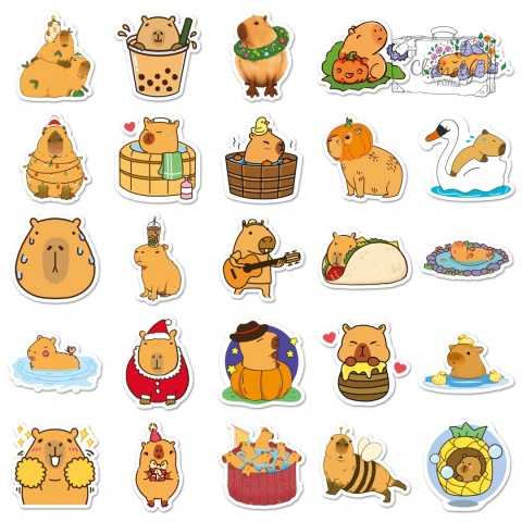 Zestaw Naklejek Wlepki StickerBomb Kapibara osobowości capybara N634