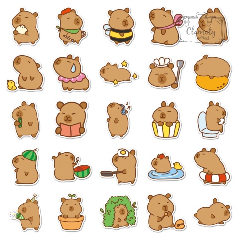 Zestaw Naklejek Wlepki StickerBomb Kapibara Capibara Animal 2 N636
