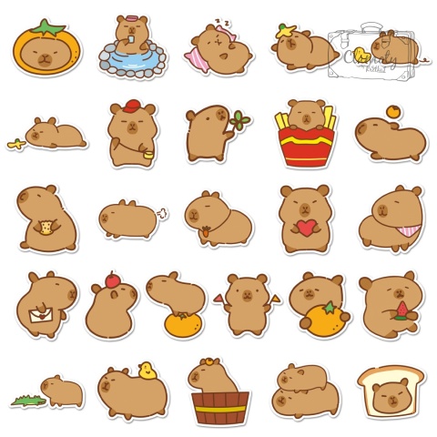 Zestaw Naklejek Wlepki StickerBomb Kapibara Capibara Animal 2 N636