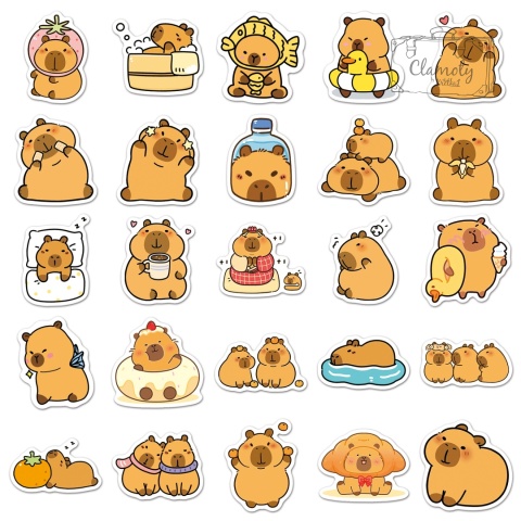 Zestaw Naklejek Wlepki StickerBomb Kapibara Capybara Capibara Animal N635