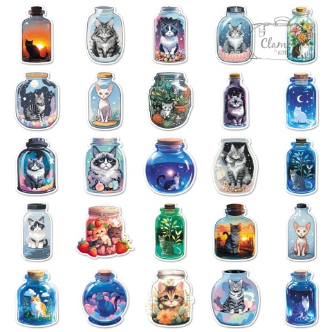 Zestaw Naklejek Wlepki StickerBomb Koty Cats Kotki Kicie Kot 5 N643