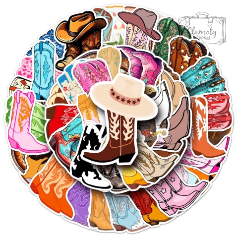 Zestaw Naklejek Wlepki StickerBomb Kowbojskie Buty Cowboy Boots N645