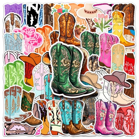 Zestaw Naklejek Wlepki StickerBomb Kowbojskie Buty Cowboy Boots N645