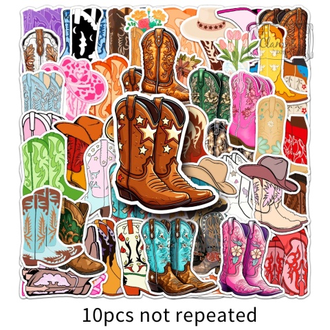 Zestaw Naklejek Wlepki StickerBomb Kowbojskie Buty Cowboy Boots N645