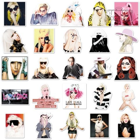 Zestaw Naklejek Wlepki StickerBomb Lady Gaga Pop Muzyka Poker Face N648/575