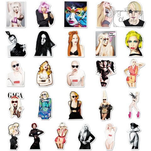 Zestaw Naklejek Wlepki StickerBomb Lady Gaga Pop Muzyka Poker Face N648/575