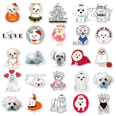 Zestaw Naklejek Wlepki StickerBomb Maltańczyk Psy Maltańczyki N650/503