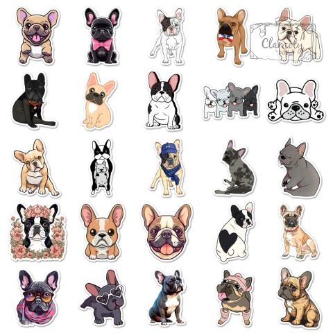 Zestaw Naklejek Wlepki StickerBomb buldog francuski psy pieski N618