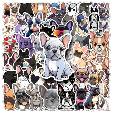 Zestaw Naklejek Wlepki StickerBomb buldog francuski psy pieski N618