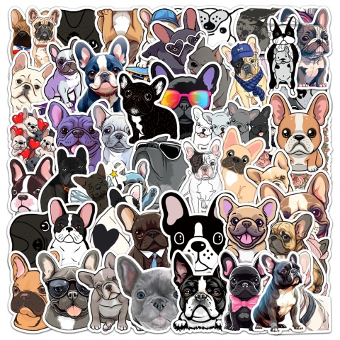 Zestaw Naklejek Wlepki StickerBomb buldog francuski psy pieski N618