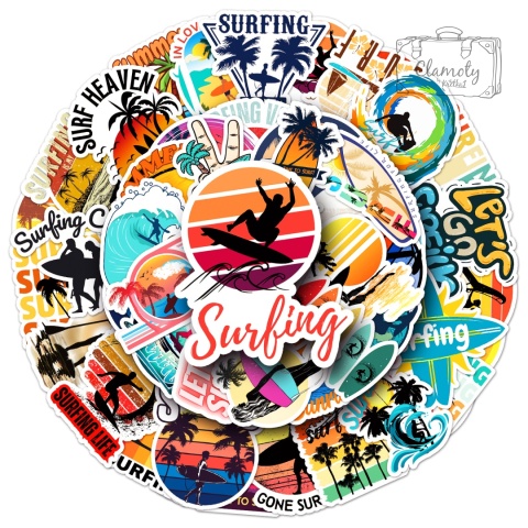 Zestaw Naklejek Wlepki StickerBomb surf surfing summer beach relax N667