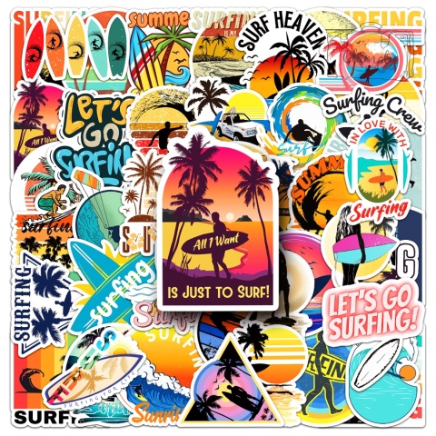 Zestaw Naklejek Wlepki StickerBomb surf surfing summer beach relax N667