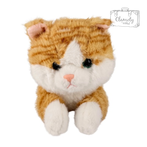 Maskotka Pluszowa Pluszak Zabawka Biało Rudy Kot Kotek Prążki 45cm
