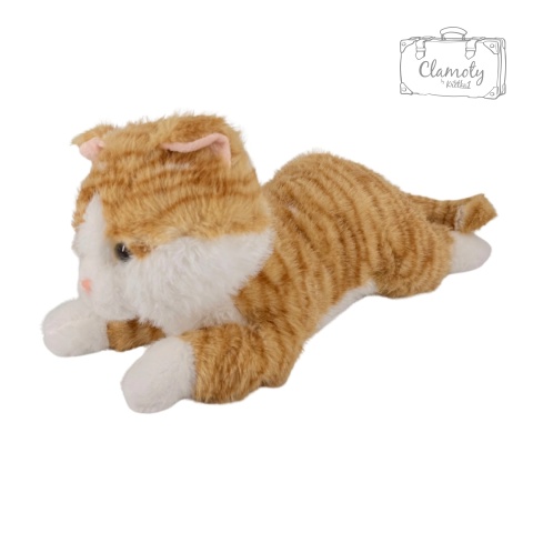 Maskotka Pluszowa Pluszak Zabawka Biało Rudy Kot Kotek Prążki 45cm