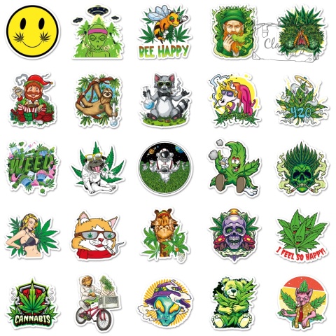 Zestaw Naklejek Wlepki StickerBomb Marihuana Cannabis Ganja Stuff N651