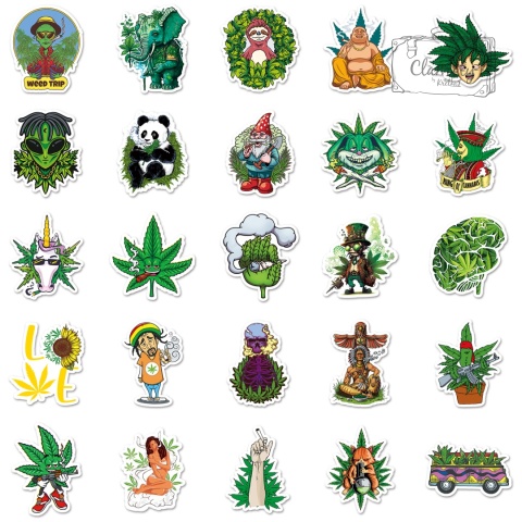 Zestaw Naklejek Wlepki StickerBomb Marihuana Cannabis Ganja Stuff N651