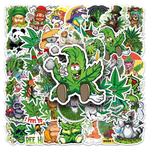 Zestaw Naklejek Wlepki StickerBomb Marihuana Cannabis Ganja Stuff N651