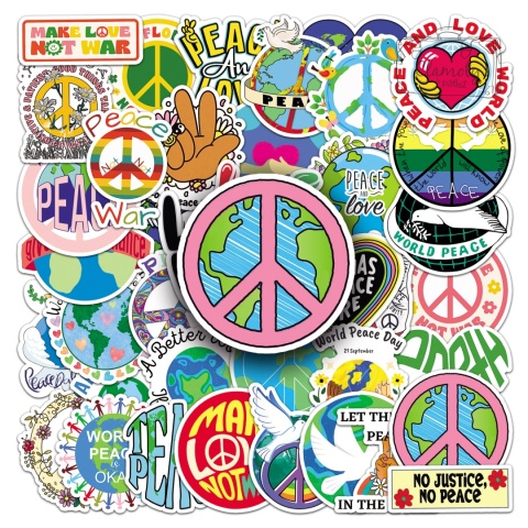 Zestaw Naklejek Wlepki StickerBomb Peace Love Not War Hipis Pokój N659