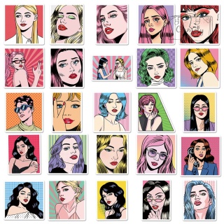 Zestaw Naklejek Wlepki StickerBomb Pop Art Kobieta Komiks Portret N660