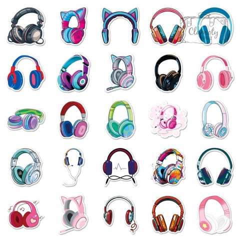 Zestaw Naklejek Wlepki StickerBomb Słuchawki Wektorwowe Headphones N663
