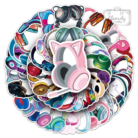 Zestaw Naklejek Wlepki StickerBomb Słuchawki Wektorwowe Headphones N663