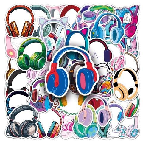 Zestaw Naklejek Wlepki StickerBomb Słuchawki Wektorwowe Headphones N663