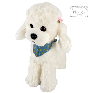 Maskotka Pluszowa Pluszak Zabawka Pies Piesek Pudelek Biały 35Cm