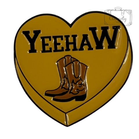 Metalowa Przypinka Yeehaw Kowbojki Cowboy Cowgirl Serce Pin