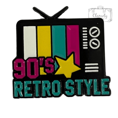 Metalowa Przypinka 90's Retro Style TV Kolorowy Telewizor Pin