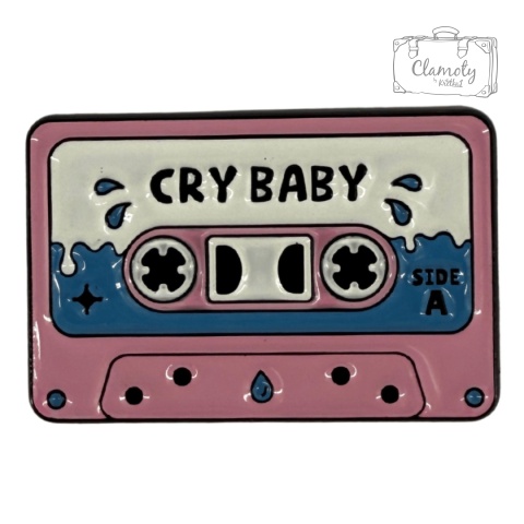 Metalowa Przypinka Kaseta Magnetofonowa Cry Baby Pin