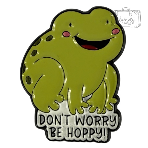 Metalowa Przypinka Dont Worry Be Hoppy Żaba Żabka Frog Pin