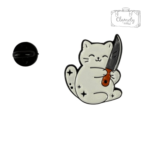 Metalowa Przypinka Cats Kotek Z Nożem Kitten With A Knife Pin
