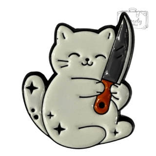 Metalowa Przypinka Cats Kotek Z Nożem Kitten With A Knife Pin