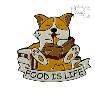 Metalowa Przypinka Food Is Life Corgi Pies Dog Piesek Pin