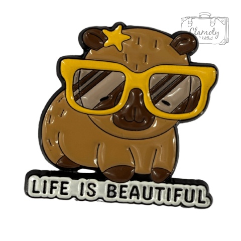 Metalowa Przypinka Capybara Life Is Beautiful Kapibara Pin